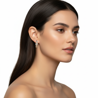 Two Tone Diamond Cable Hoops