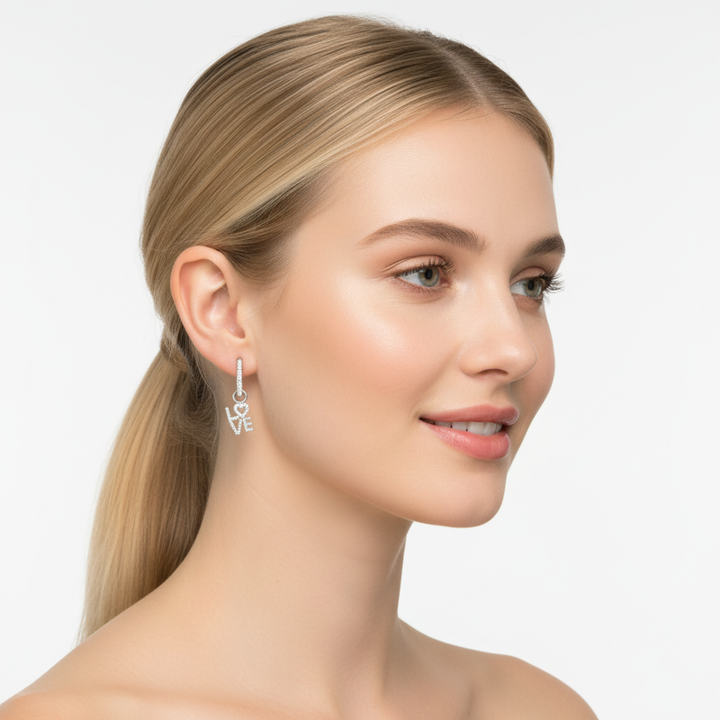 White Gold Love Dangles