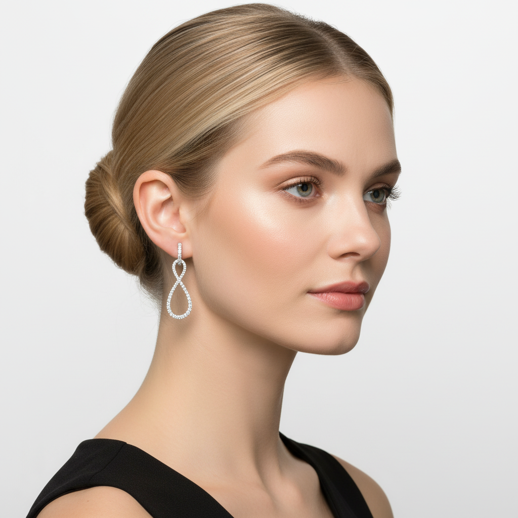 White Gold Infinity Dangles
