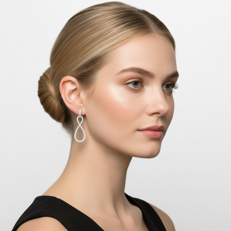 White Gold Infinity Dangles