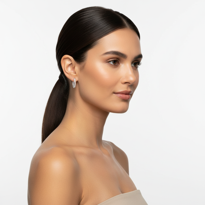 White Gold In-Out Hoop Earrings