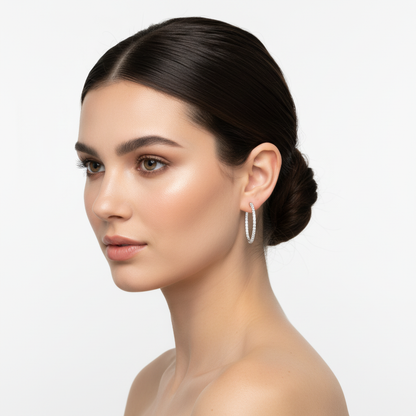 White Gold In-Out Hoops