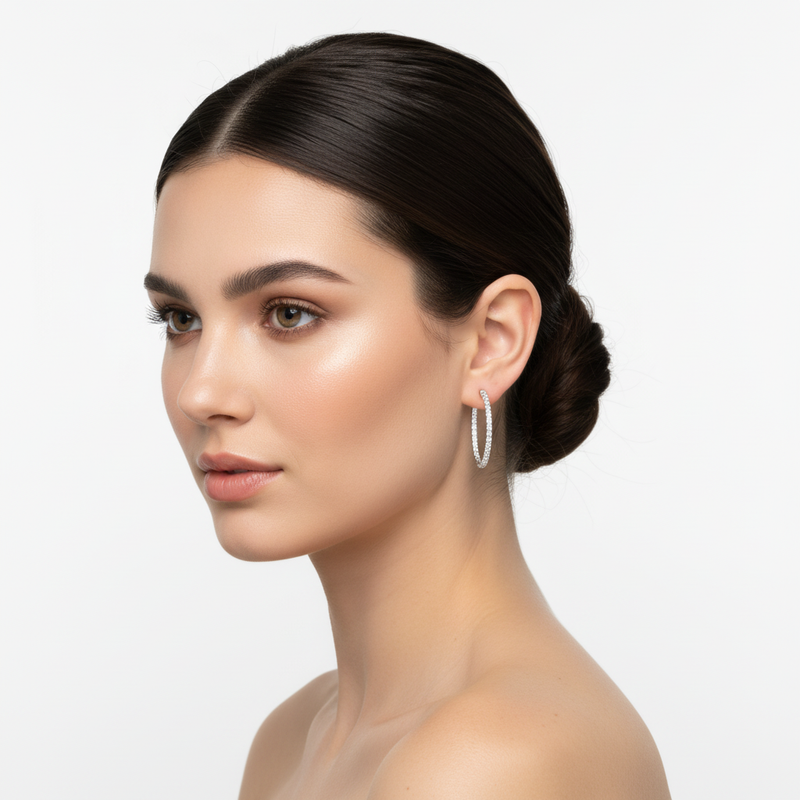 White Gold In-Out Hoops