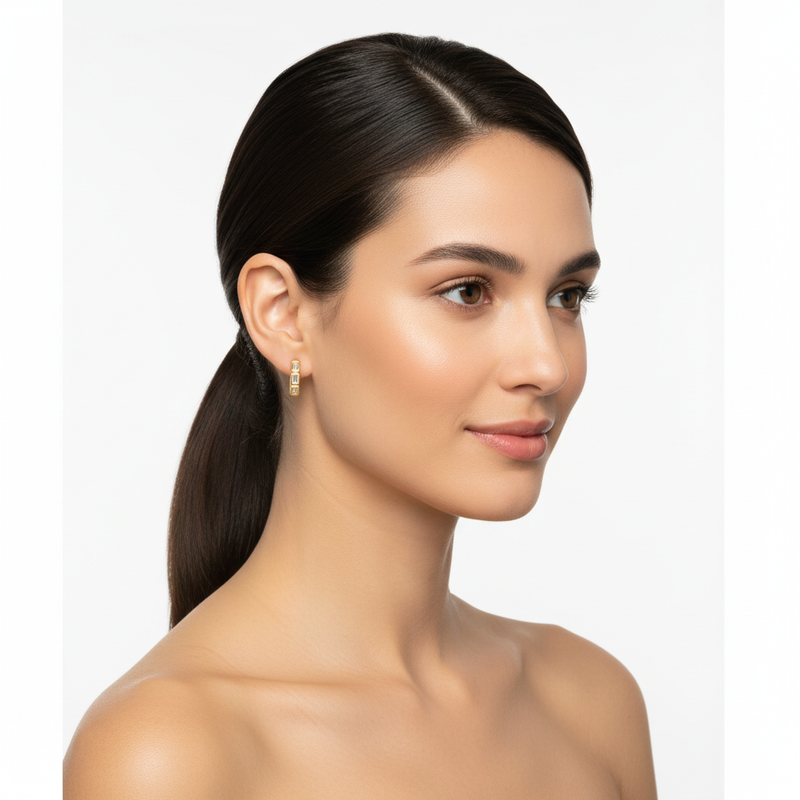 Yellow Gold Bezel Hoops