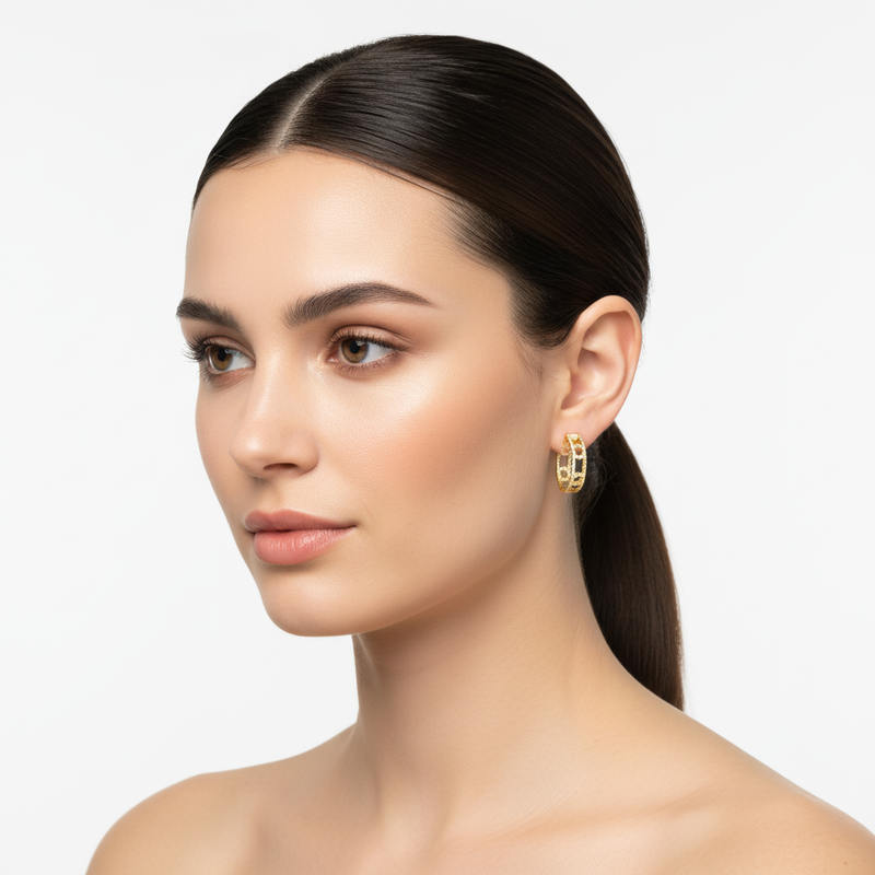 Yellow Gold Fashion Diamond Hoops