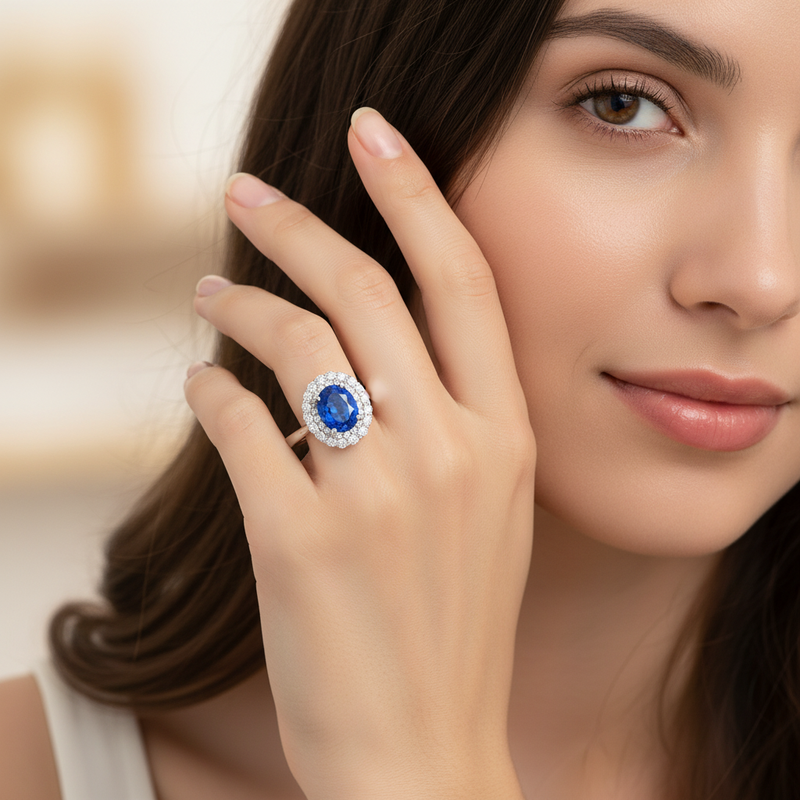 Double Halo Tanzanite Ring