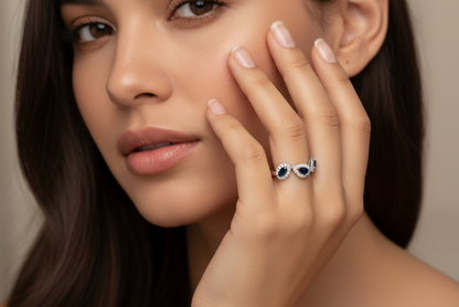 Pear Blue Sapphire and Diamond Band