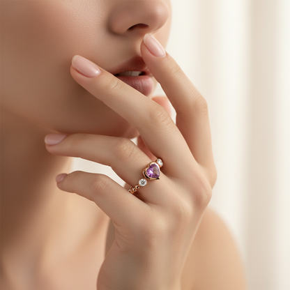 Pink Topaz Heart Ring