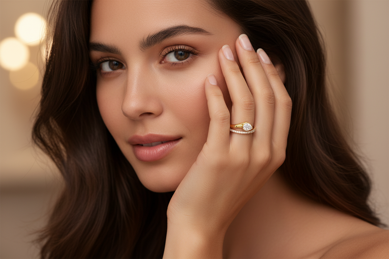 Pear Diamond Bypass Ring