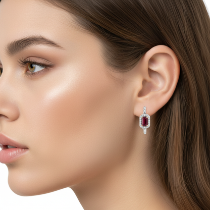 Emerald Ruby Diamond Huggies