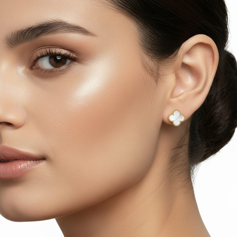 Mother of Pearl Clover Earrings