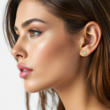 Opal Diamond Halo Earrings