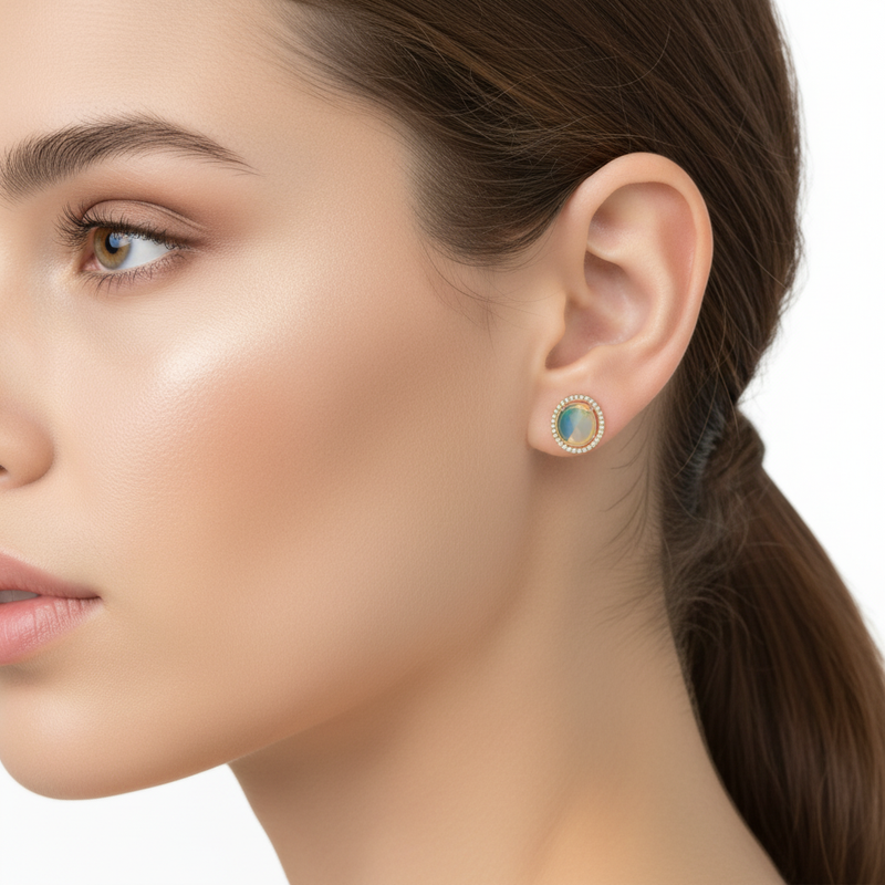 Irregular Opal Halo Earrings
