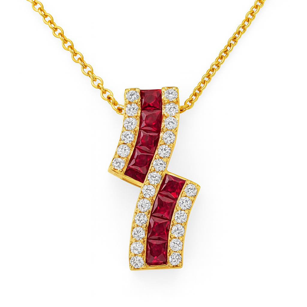 Princess Ruby and Diamond Pendant