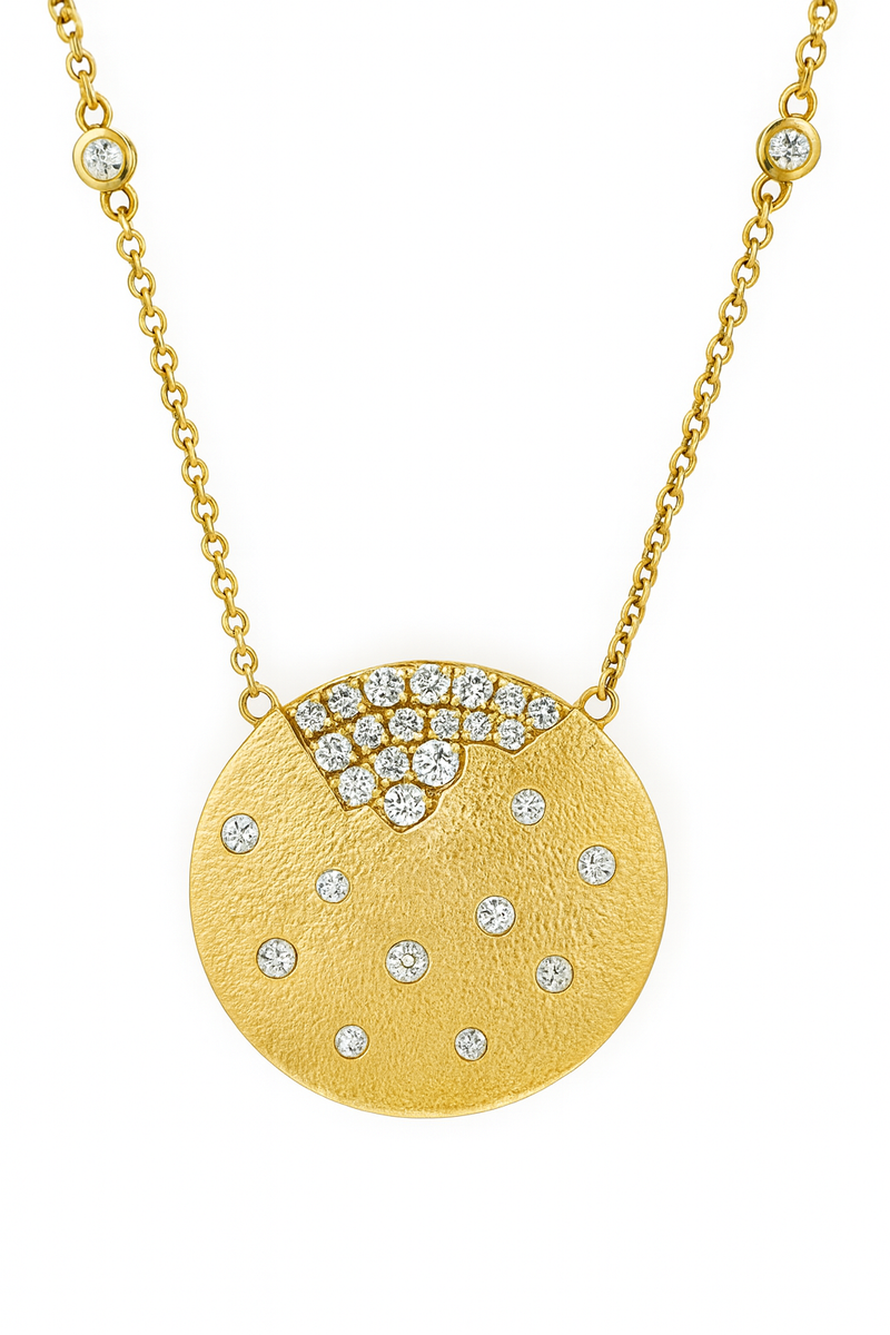 Burnished Diamond Disc Pendant
