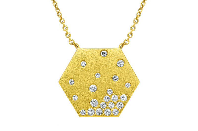 Burnished Diamond Hexagon Pendant