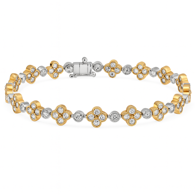 Two Tone Diamond Clover Bracelet