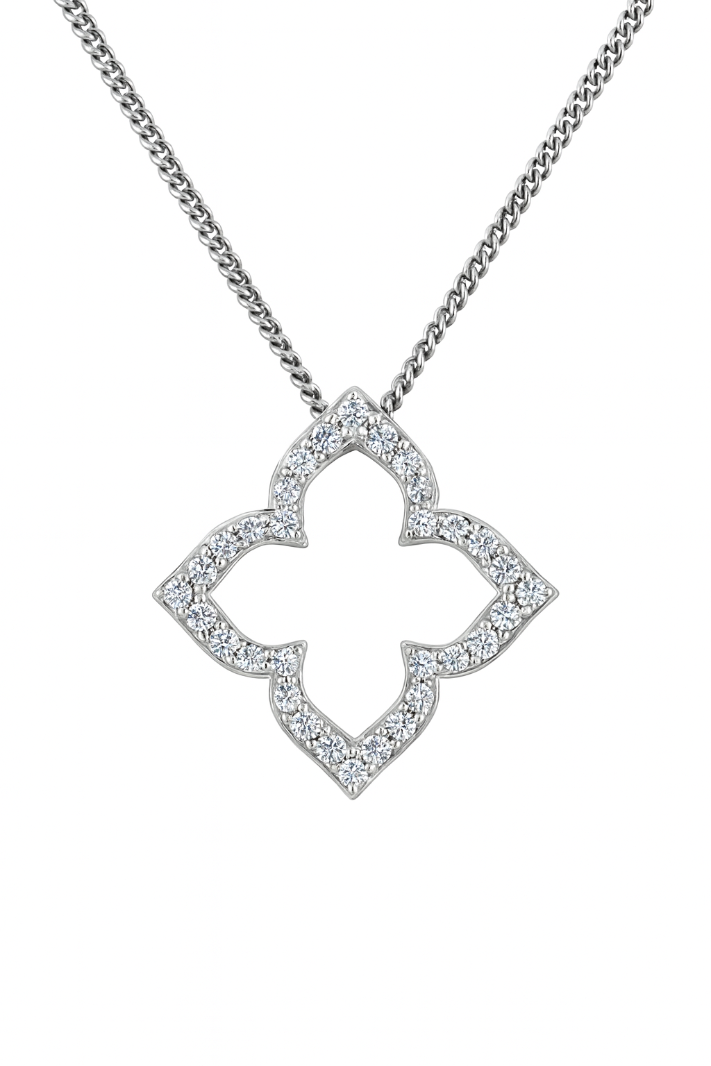 Open Diamond Clover Pendant