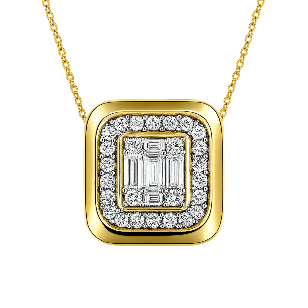 Baguette and Round Diamond Pendant