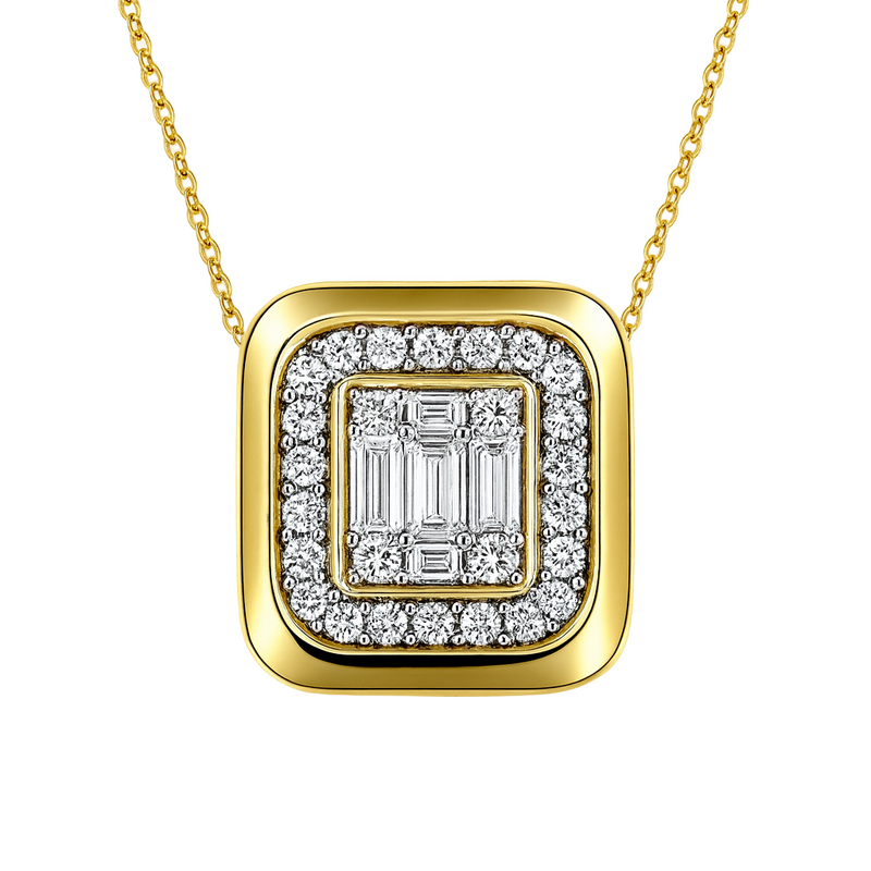 Baguette and Round Diamond Pendant