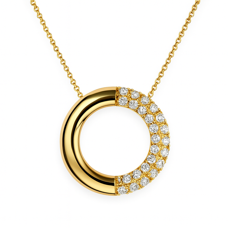 Pave Diamond Circle Pendant