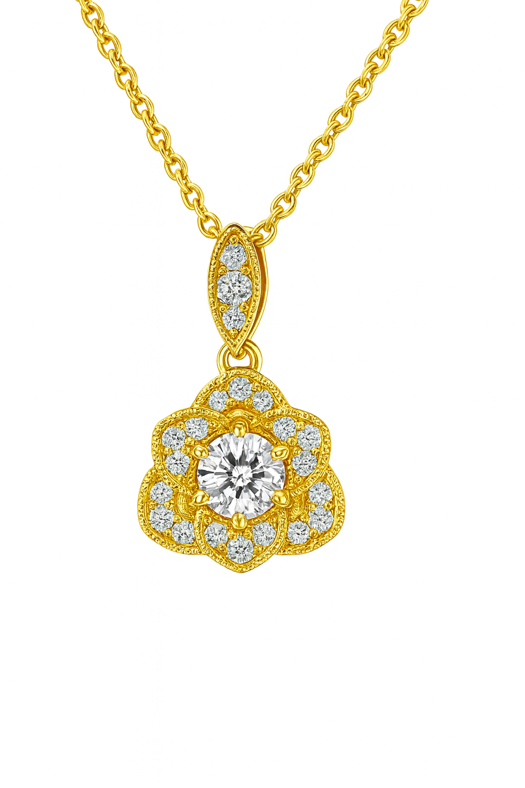 Diamond Floral Halo Pendant