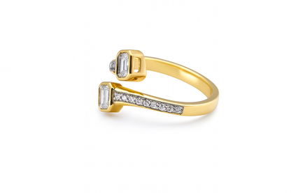 Emerald Cut Diamond ByPass Ring