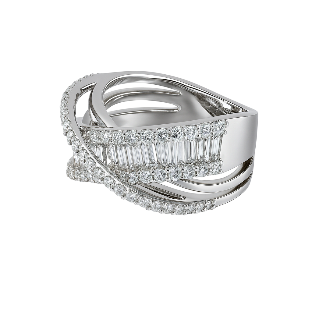 Baguette Crossover Ring