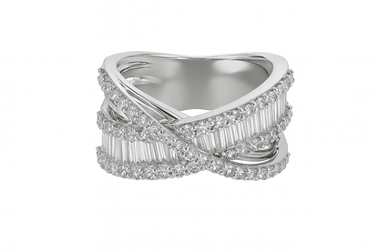 Baguette Crossover Ring