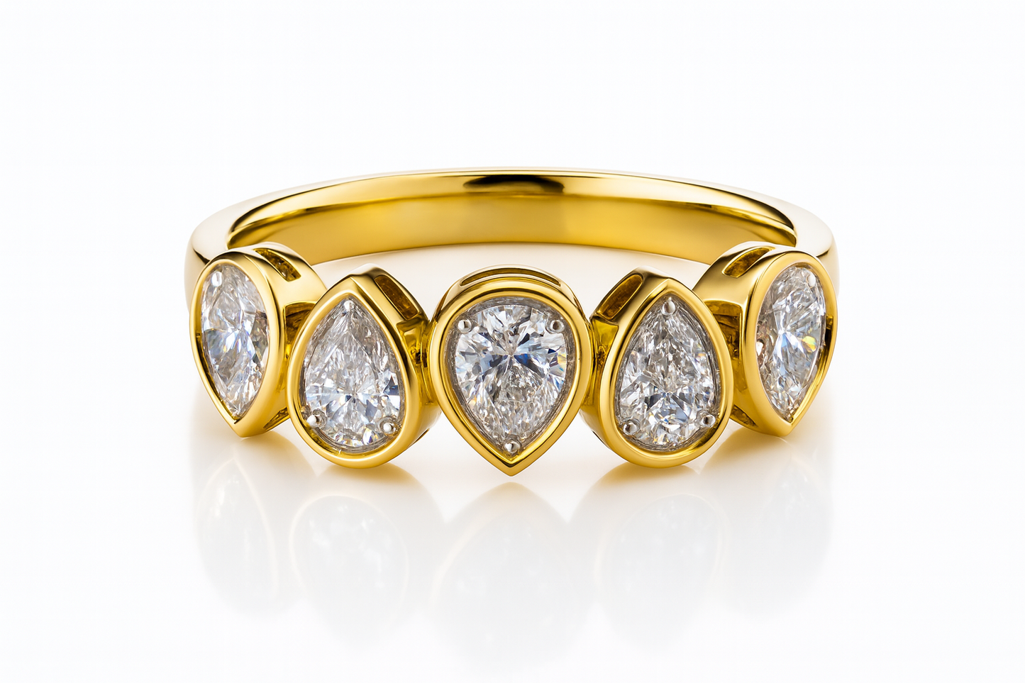 Bezel Pear Diamond Band