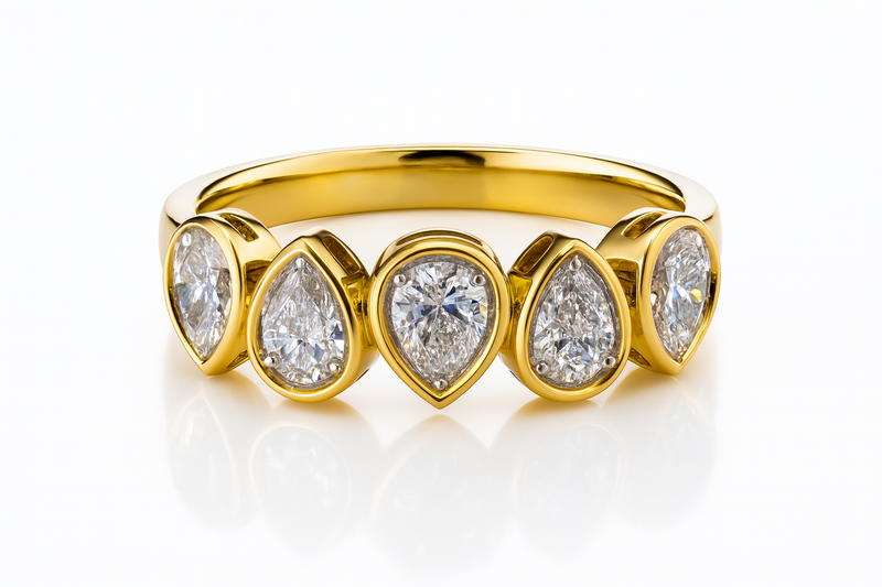 Bezel Pear Diamond Band