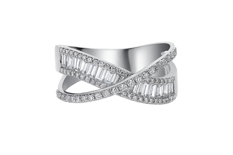 Baguette Crossover Ring
