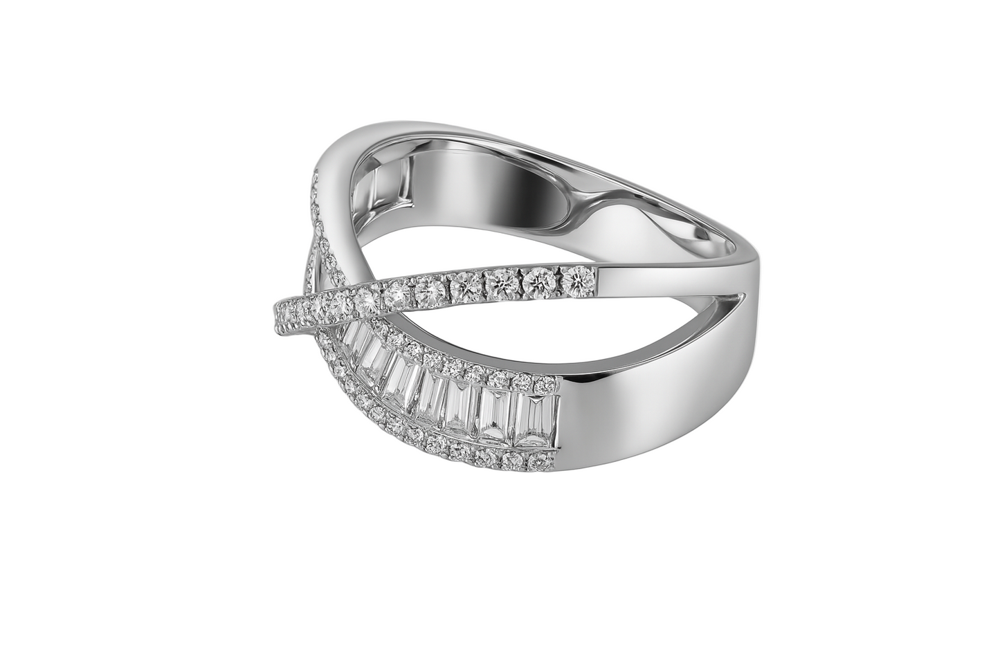 Baguette Crossover Ring