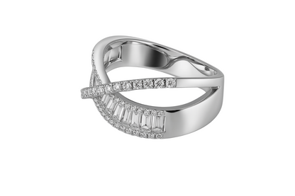 Baguette Crossover Ring