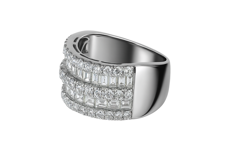 Emerald and Baguette Diamond Band