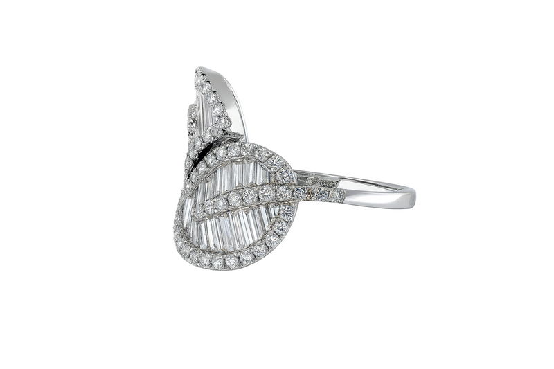 Diamond Leaf Crossover Ring