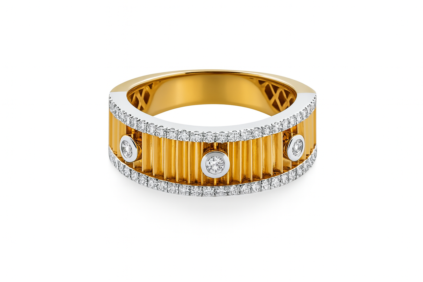 Fluted Diamond Bezel Band