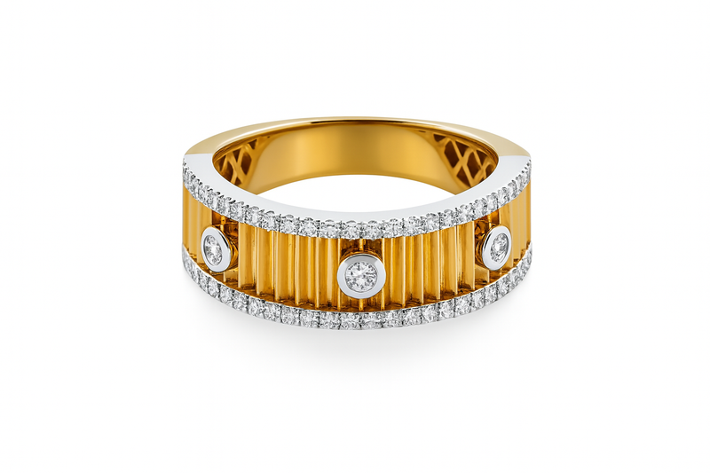 Fluted Diamond Bezel Band