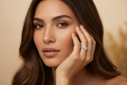 Emerald and Round Diamond Bypass Ring