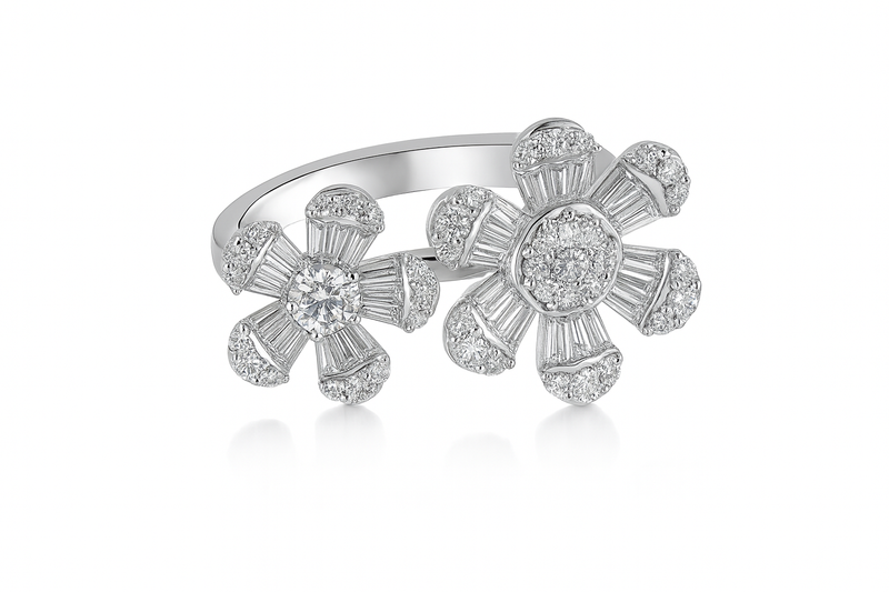 Baguette Flower Ring