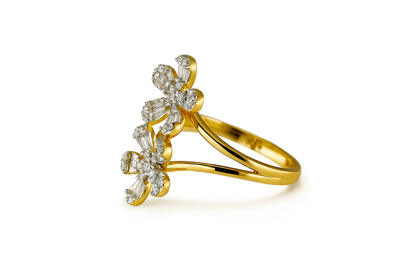 Baguette Flower Ring
