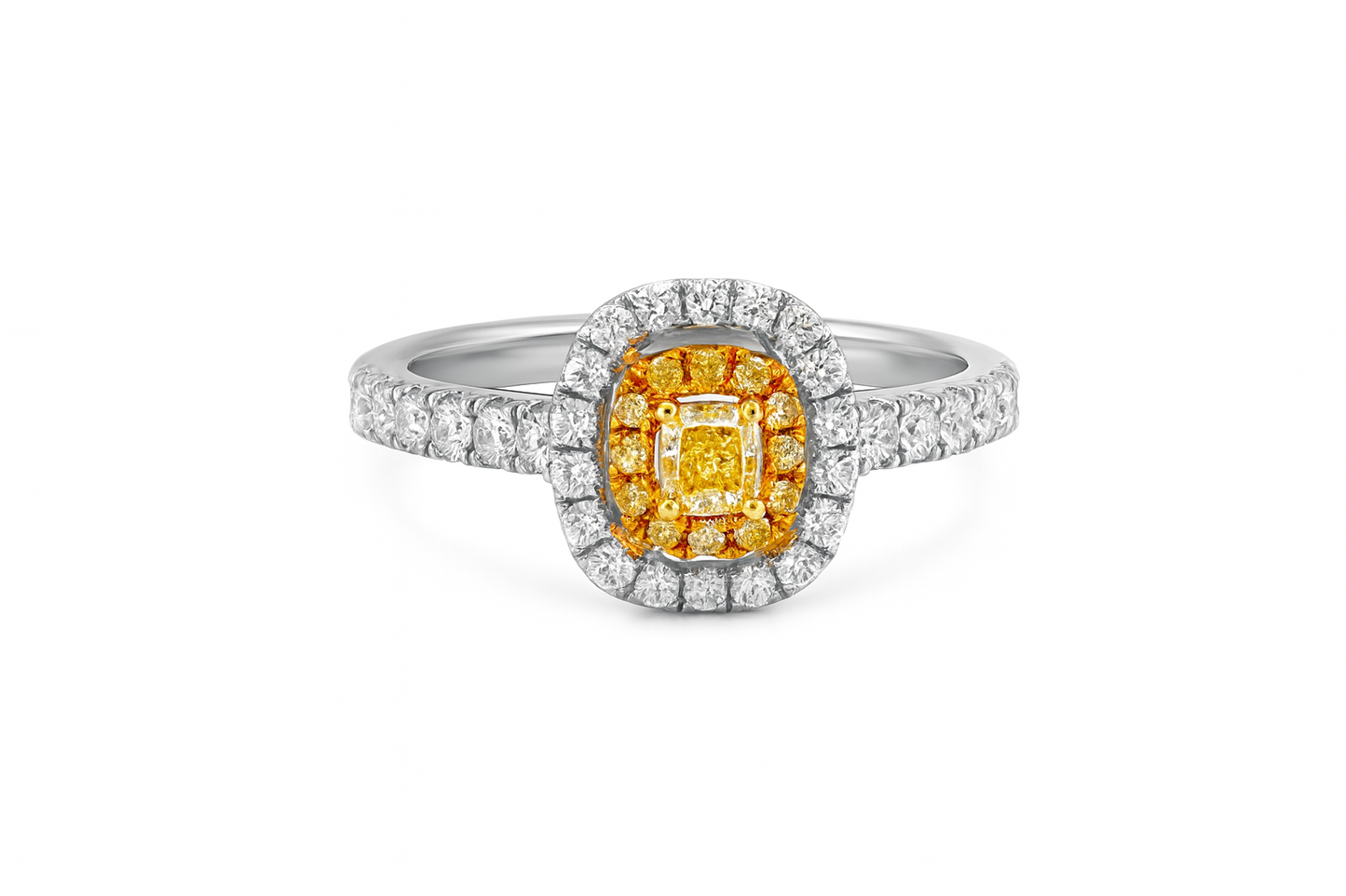Canary Diamond Halo Ring