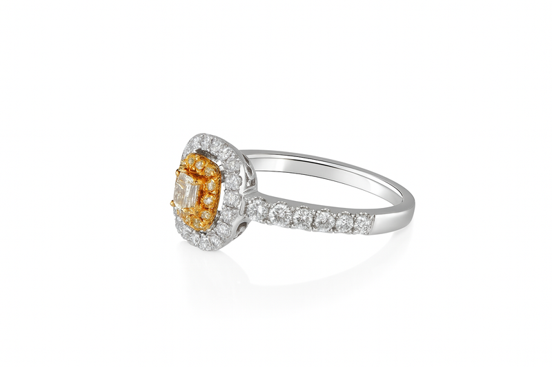 Canary Diamond Halo Ring