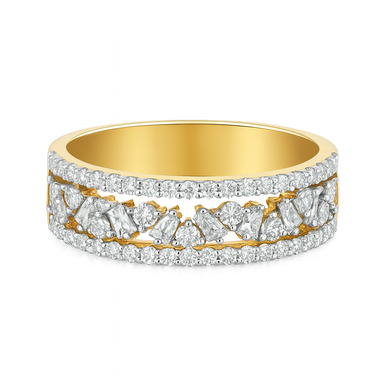 Staggered Baguette and Round Band