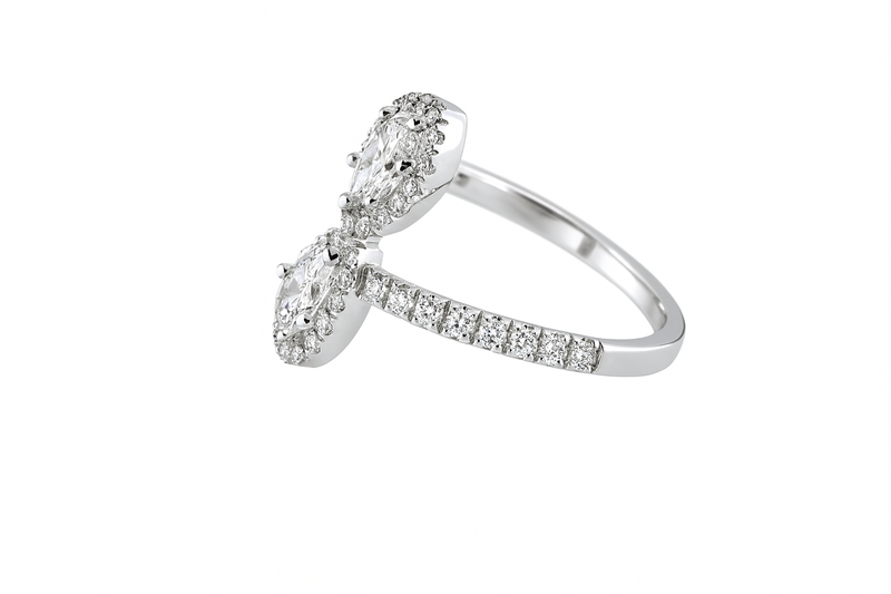 Pear and Marquise Crossover Ring