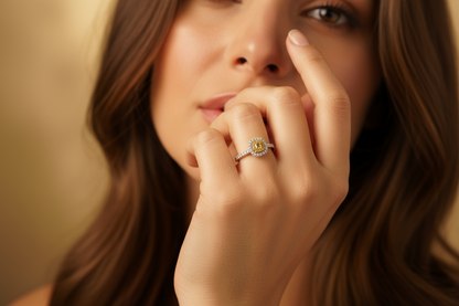 Canary Diamond Halo Ring
