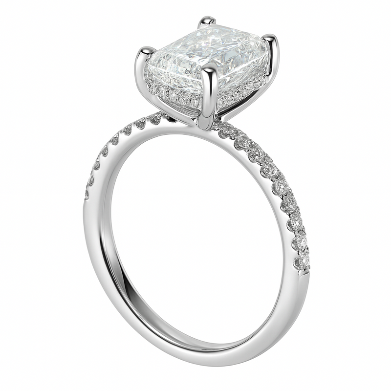 2.56ct Lab Grown Emerald Diamond Engagement Ring