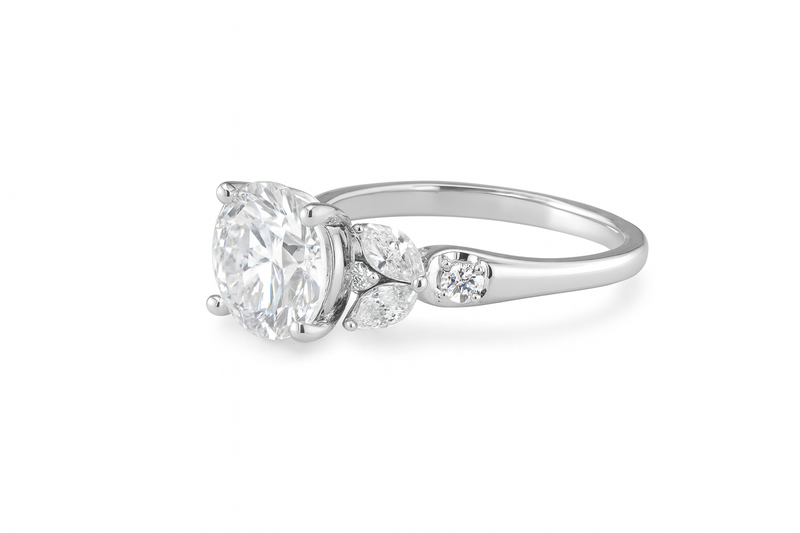 3.01ct Lab Grown Round Diamond Engagement Ring