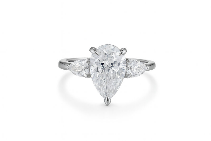 3.06ct Lab Grown Pear Diamond Engagement Ring