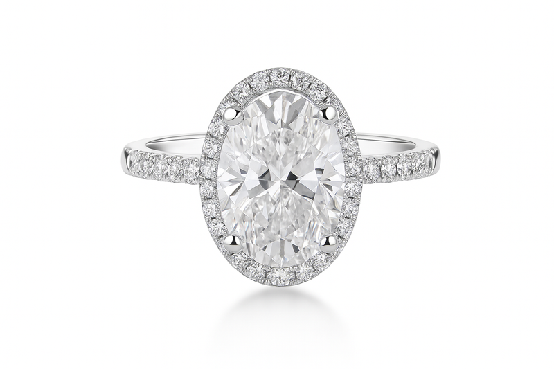 4.00ct Lab Grown Oval Diamond Engagement Ring
